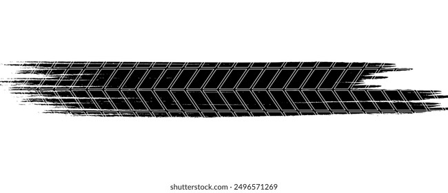 Auto tire tread grunge element. Car and motorcycle tire pattern, wheel tyre tread track. Black tyre print. Vector illustration isolated on white background.