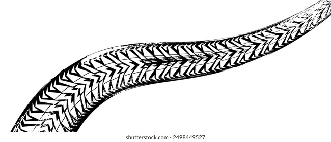 Auto tire tread grunge element. Car and motorcycle tire pattern, wheel tyre tread track. Black tyre print.