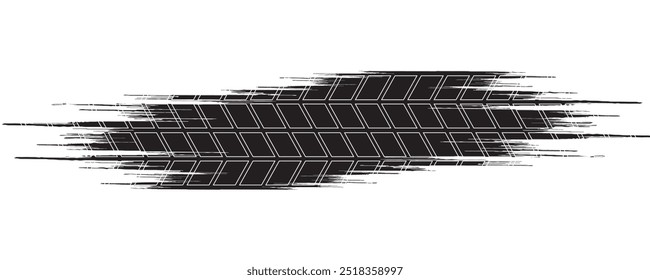Auto tire tread grunge element. Car and motorcycle tire pattern, wheel tyre tread track. Black tyre print. Vector illustration isolated on white background.