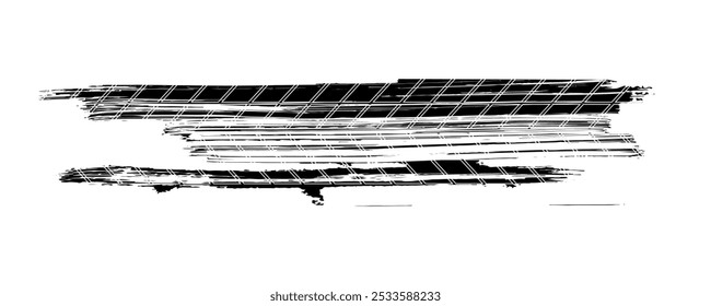 Auto pneu piso grunge elemento. Modelo de pneus para automóveis e motociclos, pista do piso dos pneus das rodas. Impressão de pneu preto. Ilustração vetorial isolada sobre fundo branco.