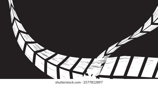 Auto tire tread grunge element. Car and motorcycle tire pattern, wheel tyre tread track. Black tyre print. Vector illustration isolated on white background.