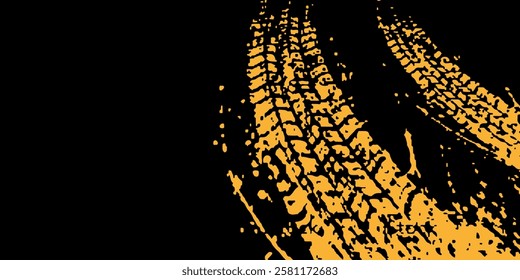 Auto tire tread grunge element. Car and motorcycle tire pattern, wheel tyre tread track. Black tyre print.