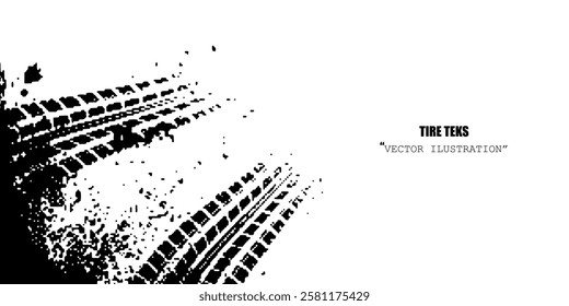 Auto tire tread grunge element. Car and motorcycle tire pattern, wheel tyre tread track. Black tyre print.