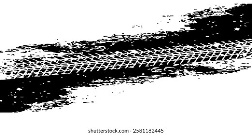 Auto tire tread grunge element. Car and motorcycle tire pattern, wheel tyre tread track. Black tyre print.