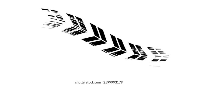 Auto tire tread grunge element. Car and motorcycle tire pattern, wheel tyre tread track. Black tyre print. Vector illustration isolated on white background.