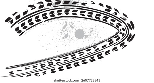 Auto tire tread grunge element. Car and motorcycle tire pattern, wheel tyre tread track. Black tyre print. modern Vector illustration.