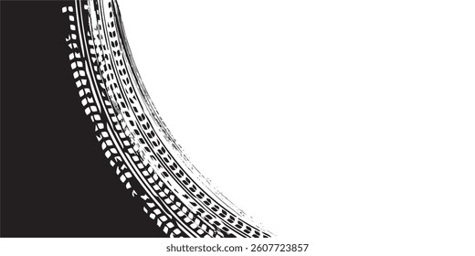 Auto tire tread grunge element. Car and motorcycle tire pattern, wheel tyre tread track. Black tyre print. modern Vector illustration.