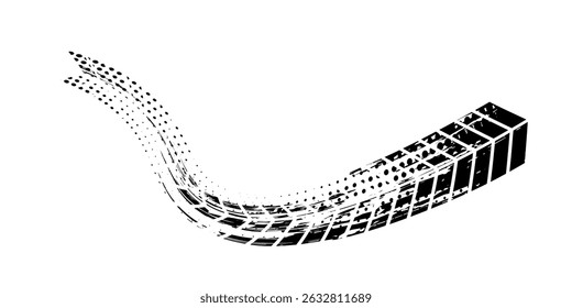 Auto tire tread grunge element. Car and motorcycle tire pattern, wheel tyre tread track. Black tyre print.