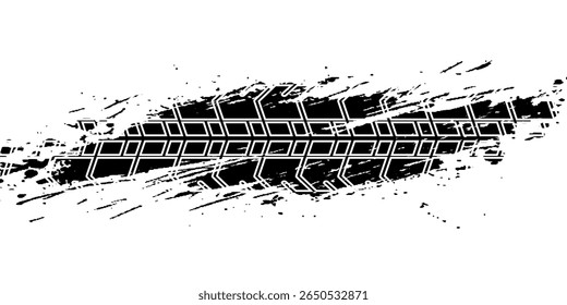 Auto tire tread grunge element. Car and motorcycle tire pattern, wheel tyre tread track. Black tyre print. Vector illustration isolated on white background. eps10