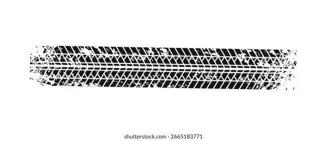 Auto tire tread grunge element. Car and motorcycle tire pattern, wheel tyre tread track. Black tyre print. Modern Vector