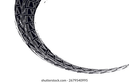 Reifenlaufflächen-Grunge-Element für Autoreifen. Auto- und Motorradreifen Muster, Radreifen Lauffläche Spur. Schwarzer Reifenabdruck.