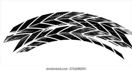 Auto pneu piso grunge elemento. Modelo de pneus para automóveis e motociclos, pista do piso dos pneus das rodas. Impressão de pneu preto. Ilustração vetorial isolada sobre fundo branco.