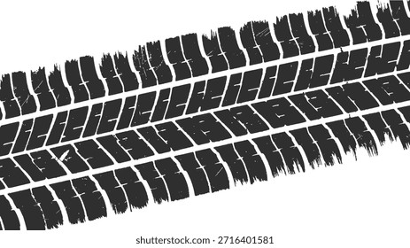 Elemento grunge de la banda de rodadura del neumático automático. Patrón de neumático de coche y motocicleta, pista de la banda de rodadura del neumático de rueda. Estampado de neumático negro. Vector EPS 10