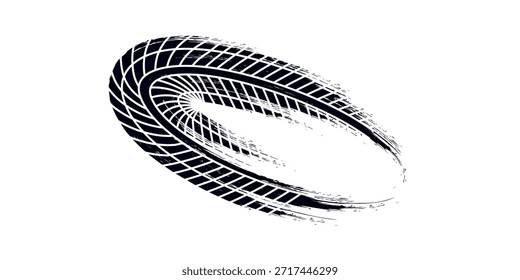 Elemento grunge de la banda de rodadura del neumático automático. Patrón de neumático de coche y motocicleta, pista de la banda de rodadura del neumático de rueda, Vector Eps10