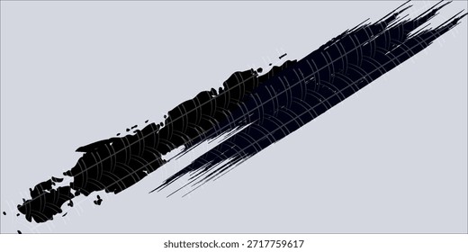 Elemento grunge de la banda de rodadura del neumático automático. Patrón de neumático de coche y motocicleta, pista de la banda de rodadura del neumático de rueda. Estampado de neumático negro. Ilustración vectorial aislada sobre fondo blanco.