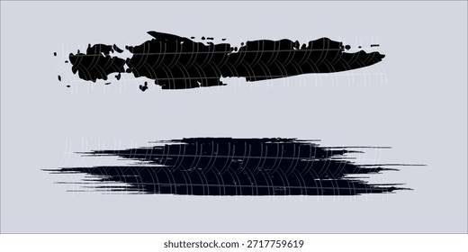 Elemento grunge de la banda de rodadura del neumático automático. Patrón de neumático de coche y motocicleta, pista de la banda de rodadura del neumático de rueda. Estampado de neumático negro. Ilustración vectorial aislada sobre fondo blanco.