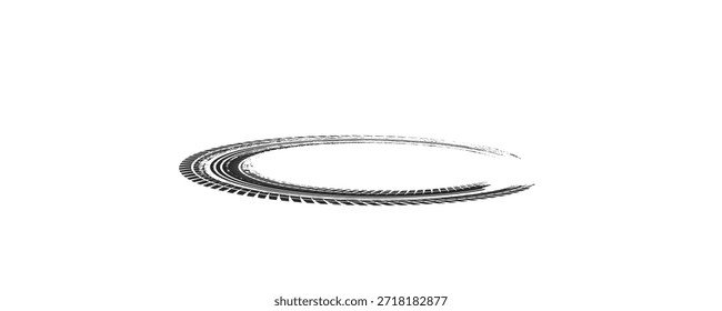 Elemento grunge de la banda de rodadura del neumático automático. Patrón de neumático de coche y motocicleta, pista de la banda de rodadura del neumático de rueda. Vector de neumático negro