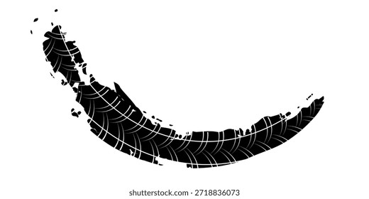 Elemento grunge de la banda de rodadura del neumático automático. Patrón de neumático de coche y motocicleta, pista de la banda de rodadura del neumático de rueda. Estampado de neumático negro. Ilustración vectorial aislada sobre fondo blanco. eps10