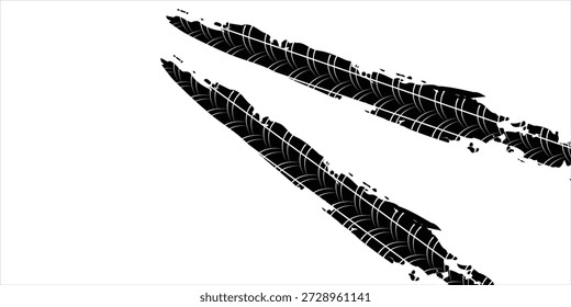Auto tire tread grunge element. Car and motorcycle tire pattern, wheel tyre tread track. Black tyre print.
