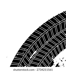 Auto tire tread grunge element. Car and motorcycle tire pattern, wheel tyre tread track. Black tyre print.