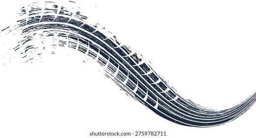 Auto tire tread grunge element. Car and motorcycle tire pattern, wheel tyre tread track. Black tyre print. 