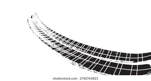 Auto tire tread grunge element. Car and motorcycle tire pattern, wheel tyre tread track. Black tyre print.