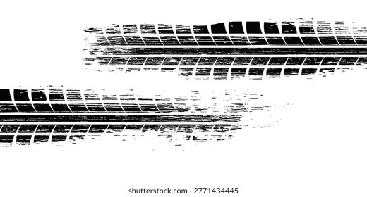 Auto tire tread grunge element. Car and motorcycle tire pattern, wheel tyre tread track. Black tyre print.