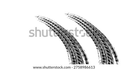 Auto tire tread grunge element. Car and motorcycle tire pattern, wheel tyre tread track. Black tyre print.