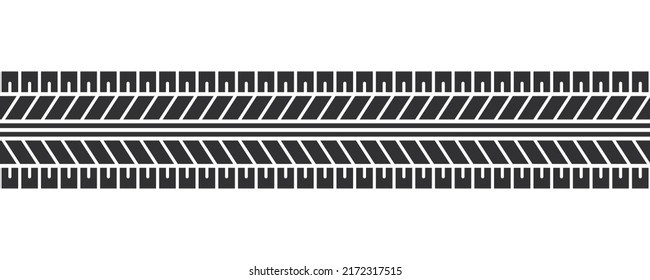 Auto tire tread seamless element. Car tire pattern, wheel tyre tread track. Tyre print. Vector illustration isolated on white background.
