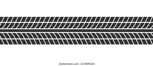 Auto tire tread seamless element. Car tire pattern, wheel tyre tread track. Tyre print. Vector illustration isolated on white background.