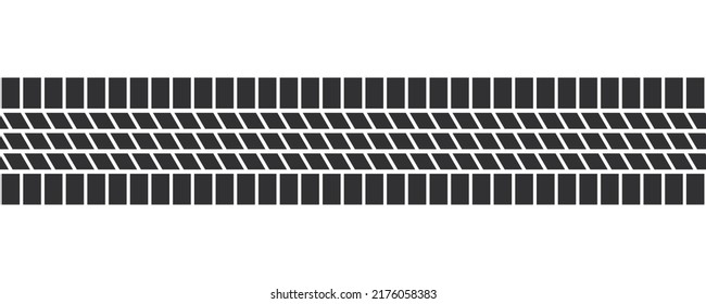 Auto tire tread seamless element. Car tire pattern, wheel tyre tread track. Tyre print. Vector illustration isolated on white background.
