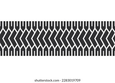 Auto tire tread seamless element. Car tire pattern, wheel tyre tread track. Tyre print. Vector illustration isolated on white background.