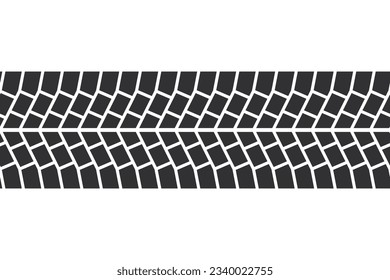 Auto tire tread seamless element. Car tire pattern, wheel tyre tread track. Tyre print. Vector illustration isolated on white background.