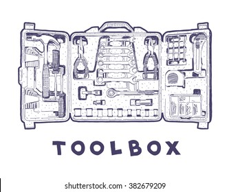 Auto toolbox vector drawing