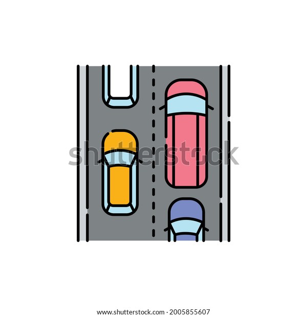 Auto traffic jams sign сolor line icon. Road\
construction. Pictogram for web page, mobile app, promo. UI UX GUI\
design element. Editable\
stroke.