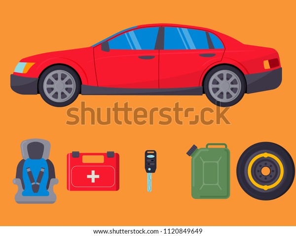 Auto transport vector motorist equipment\
transportation service car driver tools high detailed repair\
service illustration.