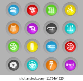 auto tuning colored plastic round buttons vector icons for web and user interface design