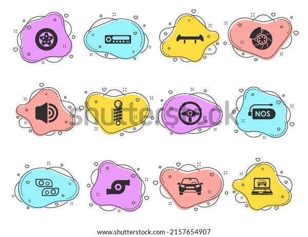 auto tuning glyph vector icons on color bubble\
shapes isolated on white background. auto tuning icon set for web\
design, mobile apps and ui\
design