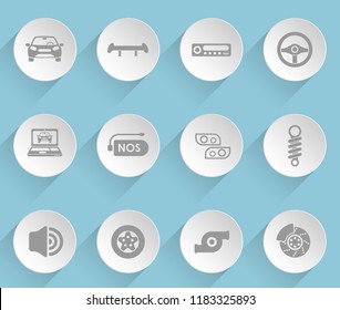 auto tuning web icons on light paper circles