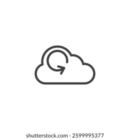 Auto Update Cloud line icon. linear style sign for mobile concept and web design. A cloud with an update arrow outline vector icon. Symbol, logo illustration. Vector graphics