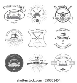 Auto Upholstery Vintage Badges and Labels Vector 