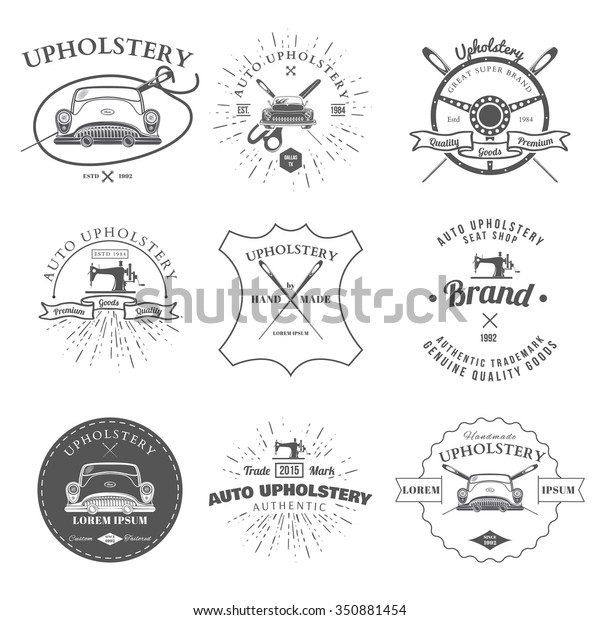 Auto\
Upholstery Vintage Badges and Labels Vector\
