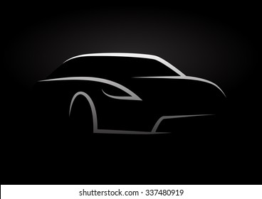 Auto Vector Design Concept with Sports Car Silhouette