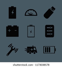 auto vector icons set. with diagnostycs wrench, speedometer, car battery and filter in set
