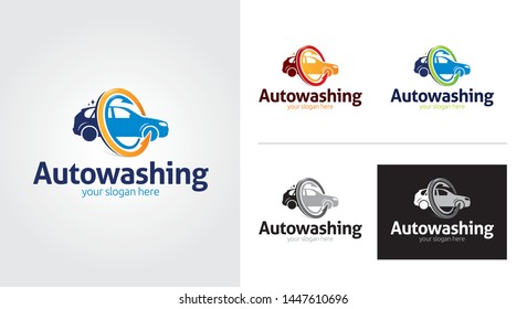 Auto Washing minimalist and creative logo set