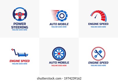 Auto wheel logo set graphic illustration design vector logo brand.