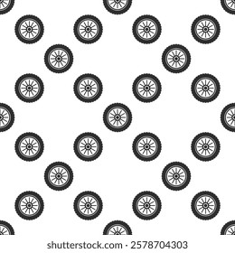 Auto wheel vector seamless pattern - Vehicle tire and disc vector concept element