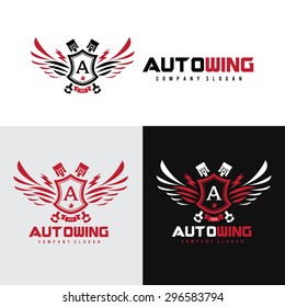 Auto Wing automotive crest vector logo template