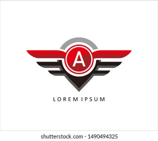 Auto wing with letter A, Car and automotive vector logo template