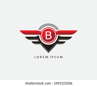 Auto wing with letter B, Car and automotive vector logo template